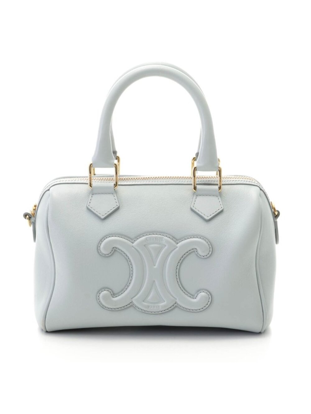 Celine Cuir Triomphe 2-Way Blue Gray Calfskin Boston Bag